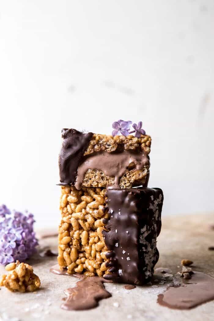 6 Ingredient Rice Krispie Treat Chocolate Ice Cream Sandwiches | halfbakedharvest.com #icecream #easyrecipes #chocolate