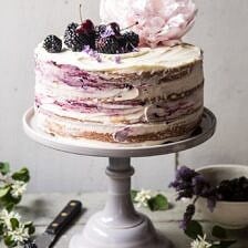 Blackberry Lavender Naked Cake with White Chocolate Buttercream | halfbakedharvest.com