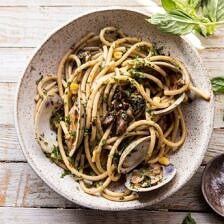 Buttery Mushroom and Clam Pasta | halfbakedharvest.com #pasta #easyrecipe #summerrecipes