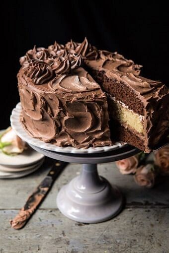 Better Together Chocolate Vanilla Birthday Cake | halfbakedharvest.com #chocolate #cake #birthdaycake #dessert