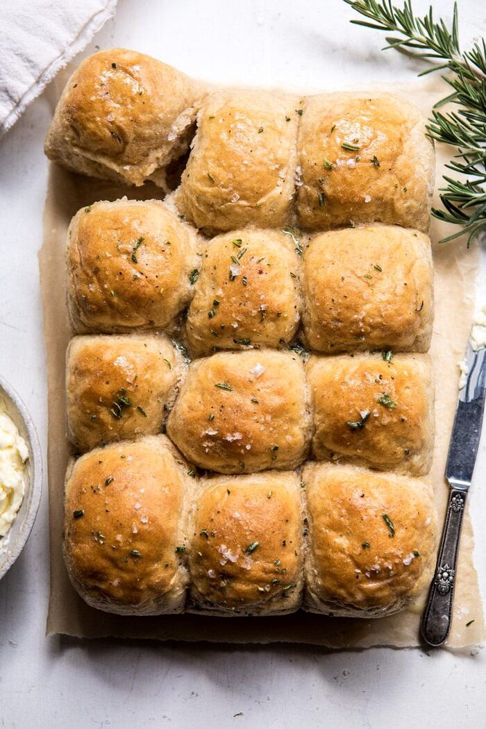 overhead photo of Buttery Pull Apart Whole Wheat Potato Rolls 