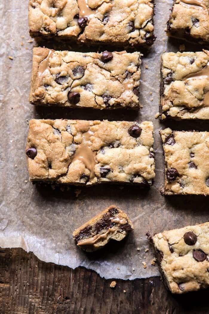 close up of broken cookie bar