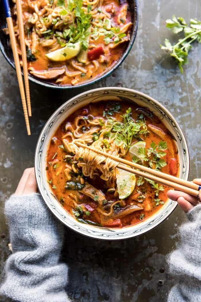 20 Minute Thai Peanut Chicken Ramen | halfbakedharvest.com #soup #instantpot #ramen #fallrecipes