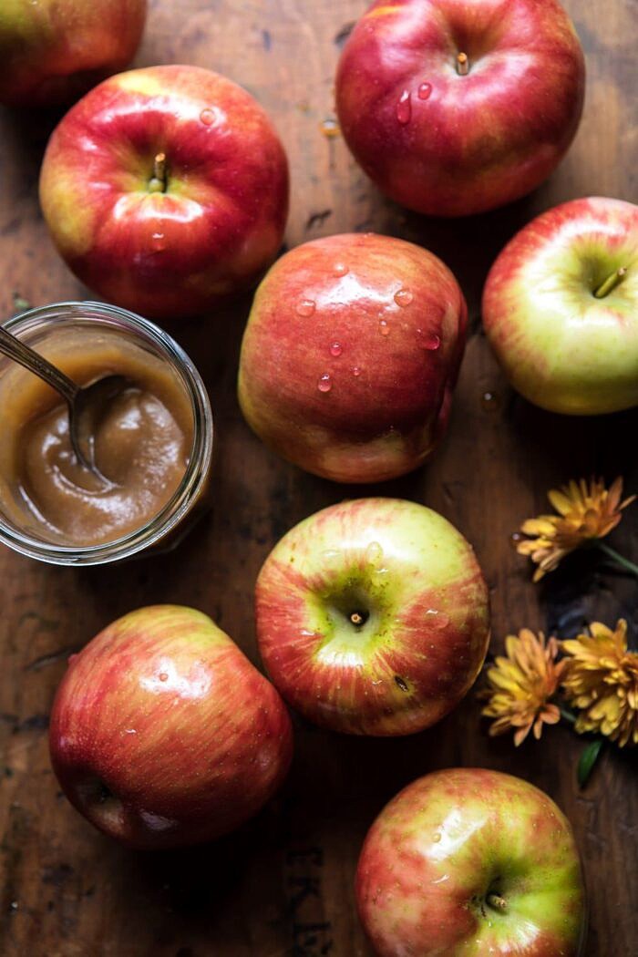 overhead photo of raw apples