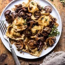 Herby Buttered Balsamic Mushroom Ravioli | halfbakedharvest.com #mushrooms #italian #ravioli #easyrecipes