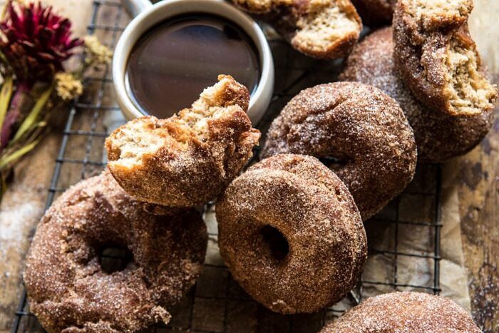 side angle horizontal photo of Mulled Spiced Apple Cider Doughnuts 