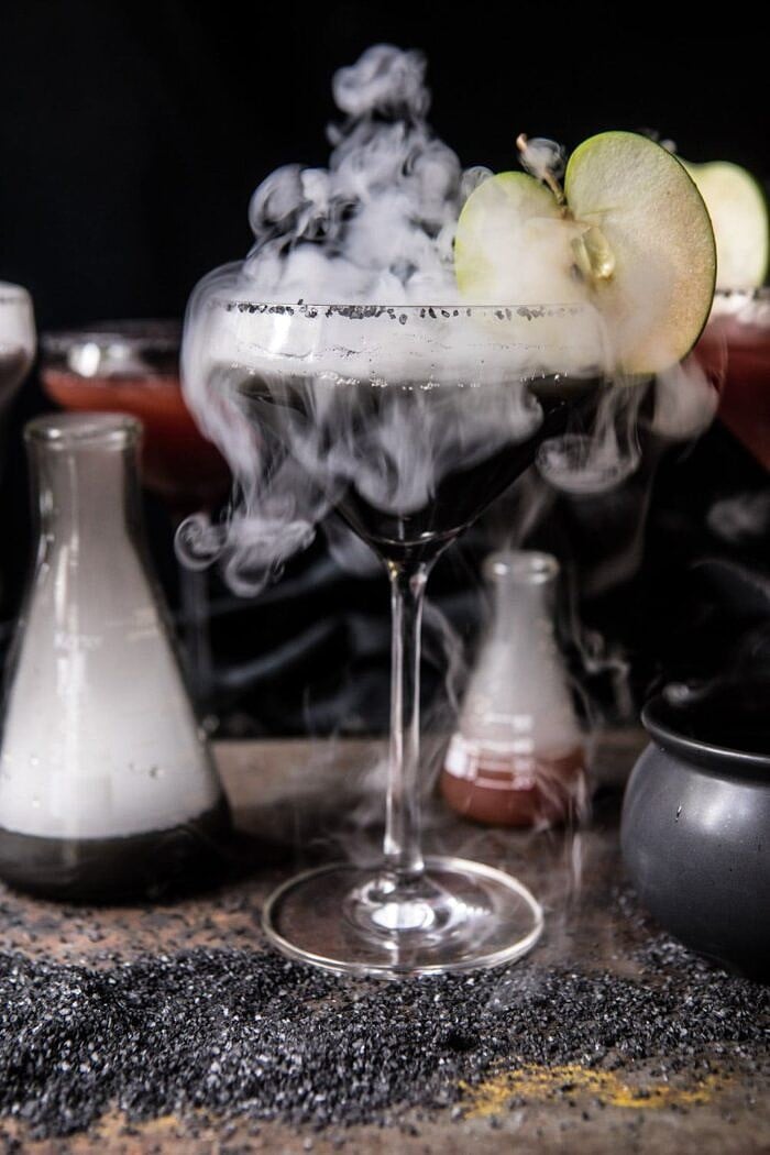 Poison Apple Martini | halfbakedharvest.com #martini #apple #halloween #cocktails