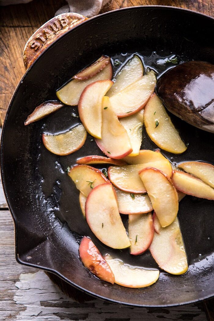 photo of sautéed apples in skillet 