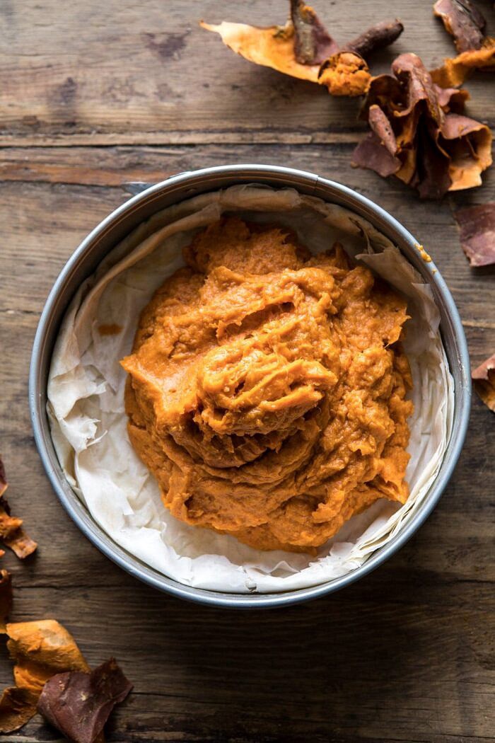 Bourbon Pecan Sweet Potato Phyllo Casserole | halfbakedharvest.com #sweetpotato #thanksgiving #holidayrecipes #fall #autumn Bourbon Pecan Sweet Potato Phyllo Casserole before baking