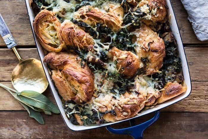 horizontal photo of Herby Mushroom Croissant Stuffing
