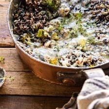One Pan Broccoli Cheese Wild Rice Casserole | halfbakedharvest.com #wildrice #broccoli #casserole #fall #winter #easyrecipes #healthy