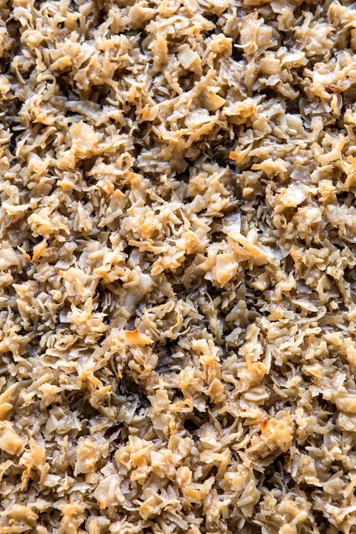 Salted Chocolate Coconut Bars after baking 