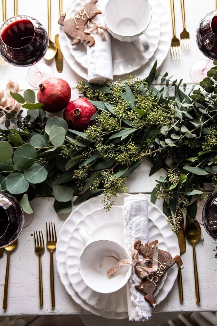 overhead photo of An Easy Christmas Tablescape