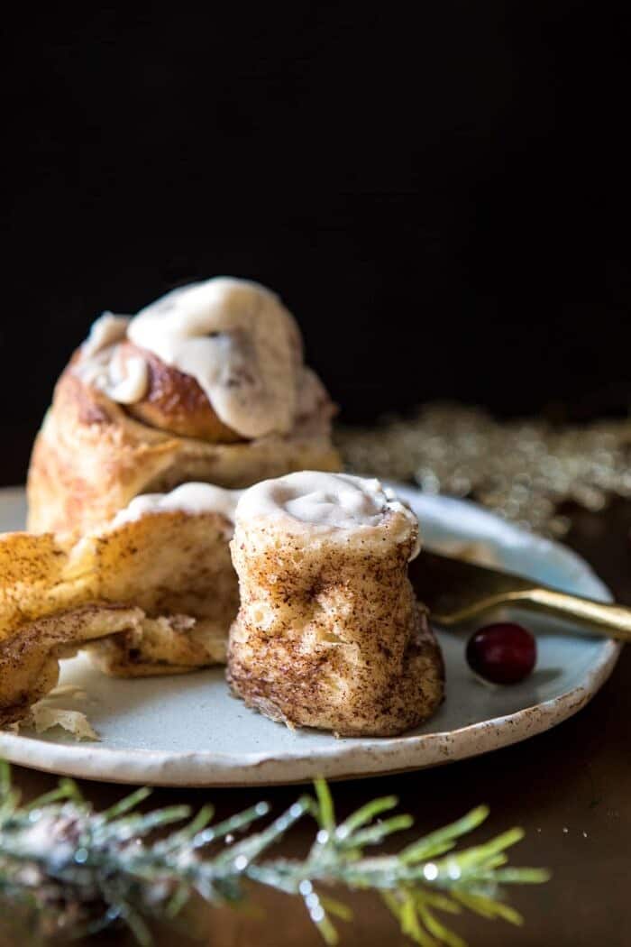 Easiest Overnight Eggnog Brioche Cinnamon Rolls | halfbakedharvest.com #cinnamonrolls #Christmas #easyrecipes #eggnog Easiest Overnight Eggnog Brioche Cinnamon Rolls