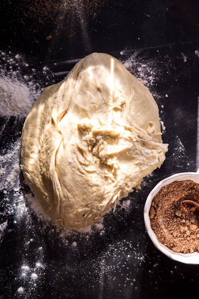 Easiest Overnight Eggnog Brioche Cinnamon Rolls | halfbakedharvest.com #cinnamonrolls #Christmas #easyrecipes #eggnog brioche dough