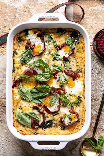 Everything Cheesy Potato and Egg Breakfast Casserole | halfbakedharvest.com #breakfast #brunch #eggs #bacon #easyrecipes