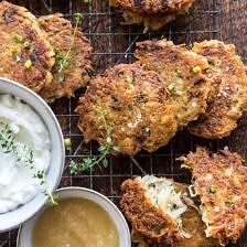 Herbed Cheddar Latkes | halfbakedharvest.com #potatoes #latkes #cheese #holiday #christmas #Hanukkah