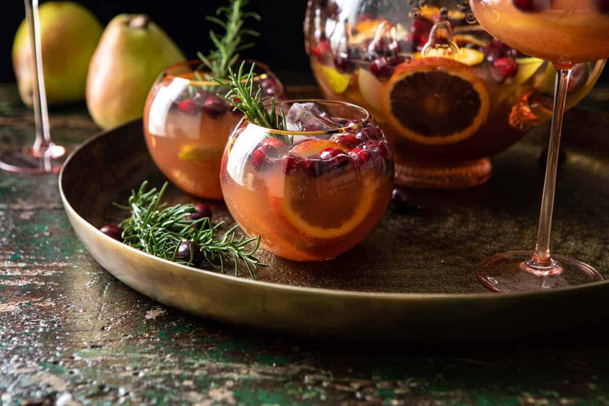 Holiday Pear Sangria | halfbakedharvest.com #sangria #cocktail #drinks #christmas