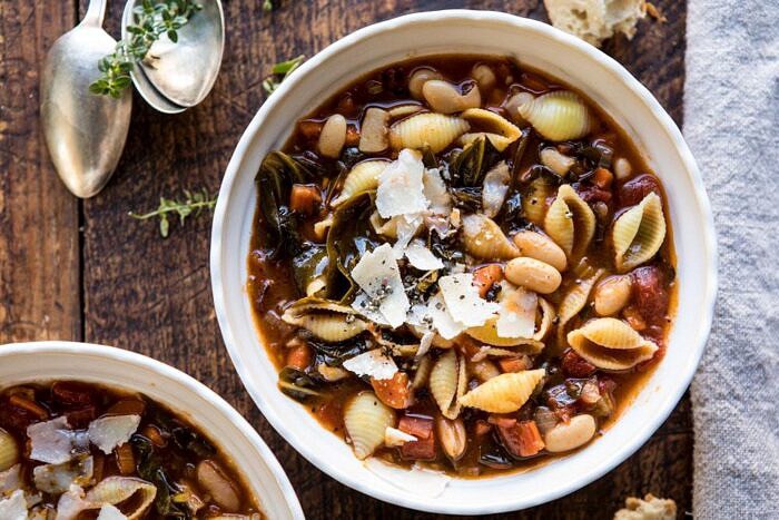 horizontal photo of Instant Pot Pasta e Fagioli 