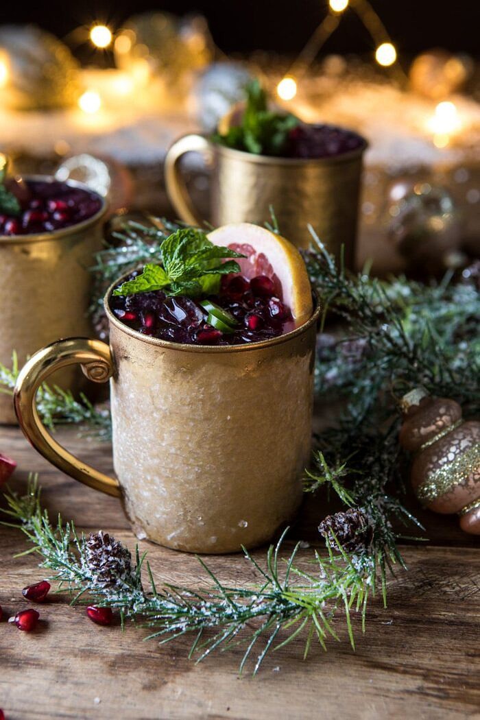 Spicy Pomegranate Moscow Mule | halfbakedharvest.com #cocktails #christmas #holiday #drinks #pomegranate #vodka