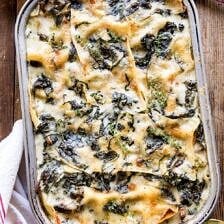 White Pesto Spinach Lasagna | halfbakedharvest.com #lasagna #pesto #italian #dinner #christmasrecipes