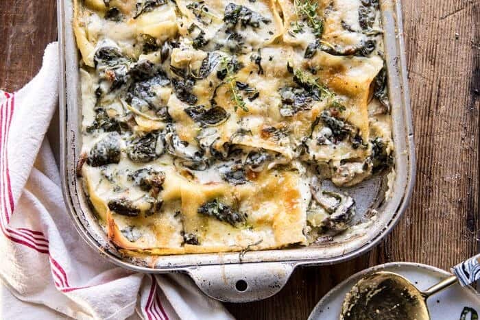 horizontal photo of White Pesto Spinach Lasagna 