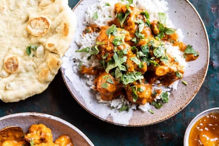 Indian Coconut Butter Cauliflower | halfbakedharvest.com #healthyrecipes #Indian #cauliflower #30minutes #easyrecipes horizontal photo of Indian Coconut Butter Cauliflower