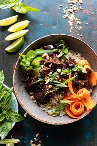 30 Minute Vietnamese Beef and Crispy Rice Bowl | halfbakedharvest.com #beef #thai #easyrecipes #healthy #recipebowl