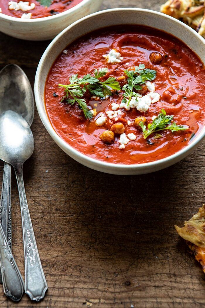 side angled photo of Creamy Moroccan Tomato Soup 