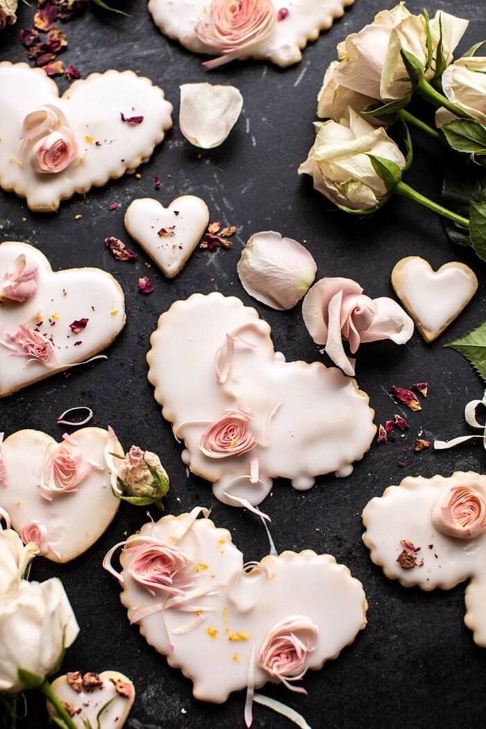 overhead photo of Lemon Rose Shortbread Cookies