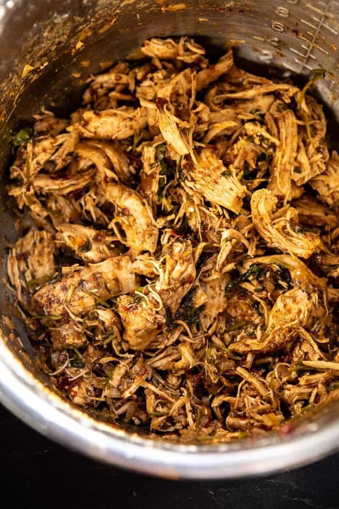 Slow Cooker Chipotle Orange Street Tacos | halfbakedharvest.com #tacos #instantpot #crockpot #easyrecipes #healthy Slow Cooker Chipotle Orange Street Taco meat in instant pot