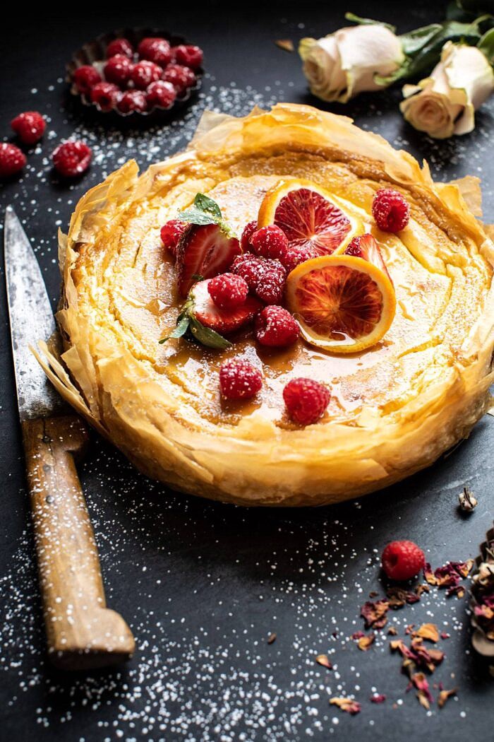 Whipped Lemon Ricotta Cheesecake before slicing