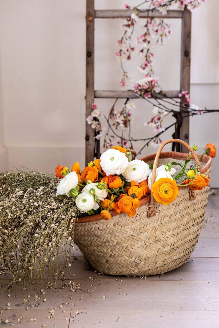 flowers in basket