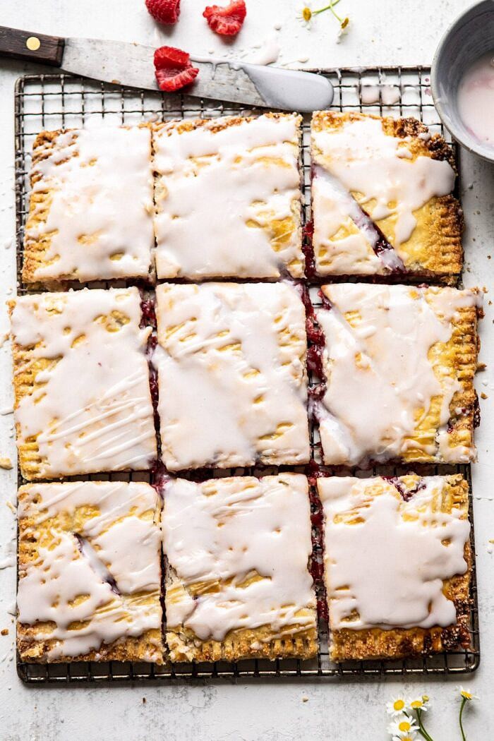 overhead photo of Giant Strawberries n' Cream Pop Tart 