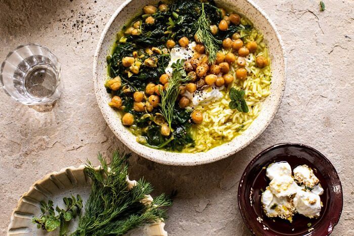 Persian Herb and Chickpea Stew with Rice | halfbakedharvest.com #healthy #soup #easyrecipes #chickpeas horizontal photo of Persian Herb and Chickpea Stew with Rice