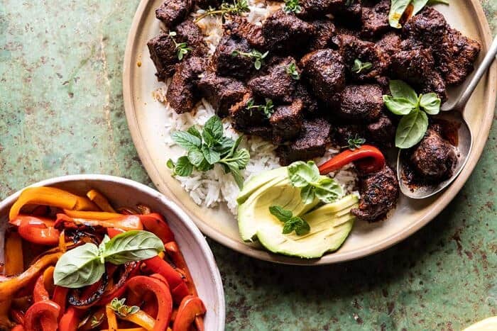 horizontal photo of 30 Minute Cajun Butter Steak and Peppers 