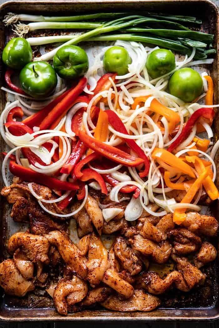 30 Minute Chicken Fajitas before baking on sheet pan
