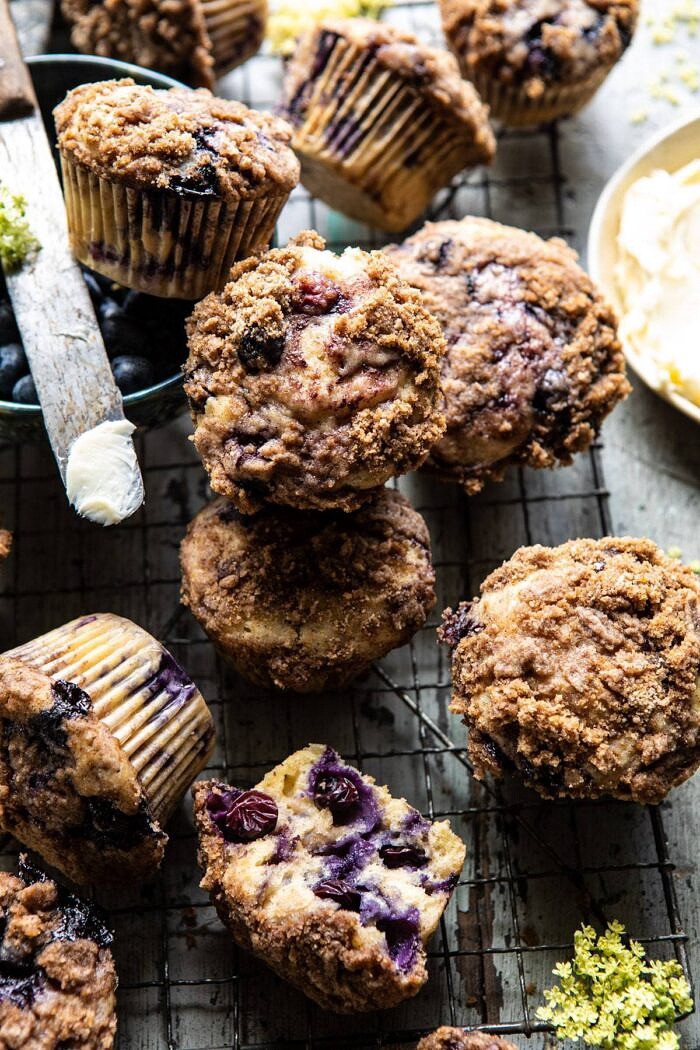 Cinnamon Crunch Blueberry Coffee Cake Muffins | halfbakedharvest.com #breakfast #brunch #snacks #easyrecipes #spring #summer #blueberrymuffins