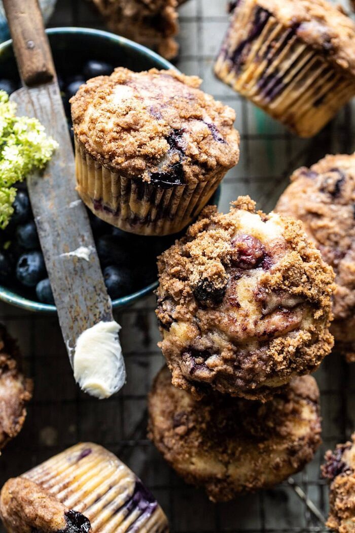 Cinnamon Swirl Blueberry Coffee Cake Muffins | halfbakedharvest.com #breakfast #brunch #snacks #easyrecipes #spring #summer #blueberrymuffins