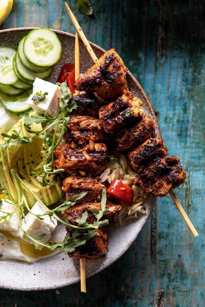 close up photo of Greek Lemon Chicken Bowls