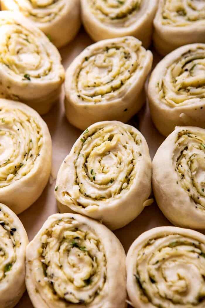 Herby Everything Cheddar Swirl Buns before buns