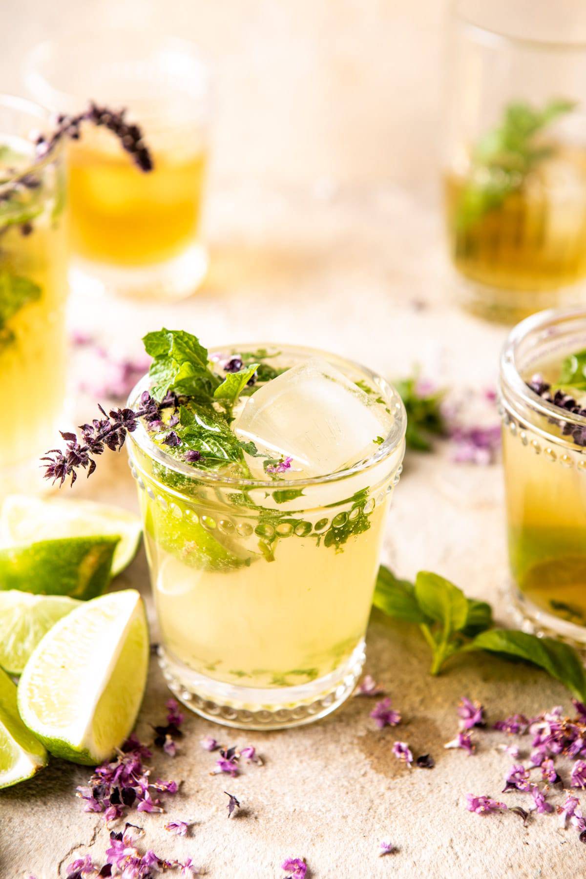 White Tea and Muddled Basil Mojito | halfbakedharvest.com #cocktails #healthyrecipes #spring #summer #mojito #rum