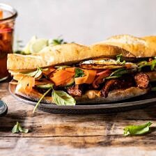 30 Minute Basil Chicken Banh Mi Sandwich | halfbakedharvest.com #easyrecipe #healthyrecipes #chicken #thai #Vietnamese