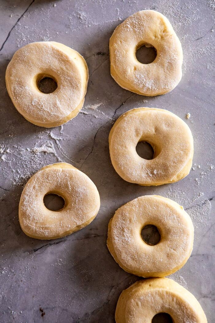 Strawberry Glazed Chai Doughnuts | halfbakedharvest.com #doughnuts #spring #strawberries Chai Doughnuts before frying
