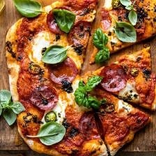 Sweet and Spicy Tomato Basil Pepperoni Pizza | halfbakedharvest.com #pizza #easyrecipes #cheese #summer #spring