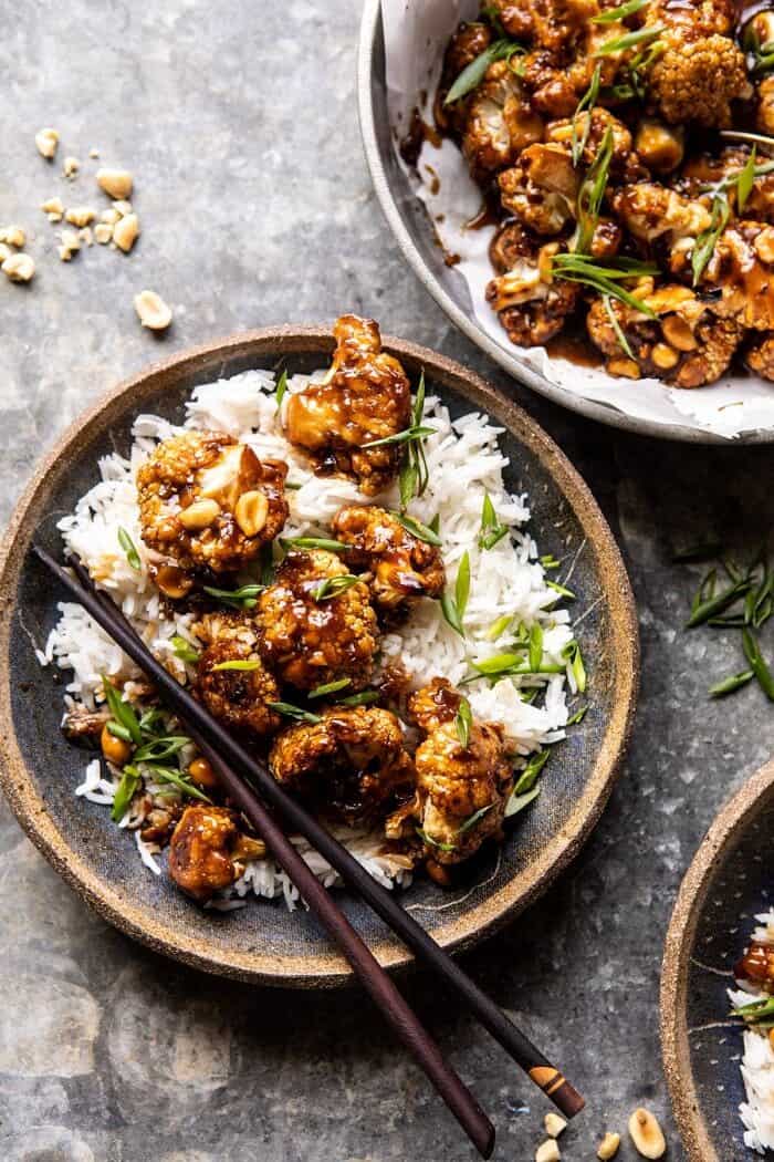 Better Than Takeout Kung Pao Cauliflower | halfbakedharvest.com #vegan #healthyrecipes #easyrecipes #vegetables