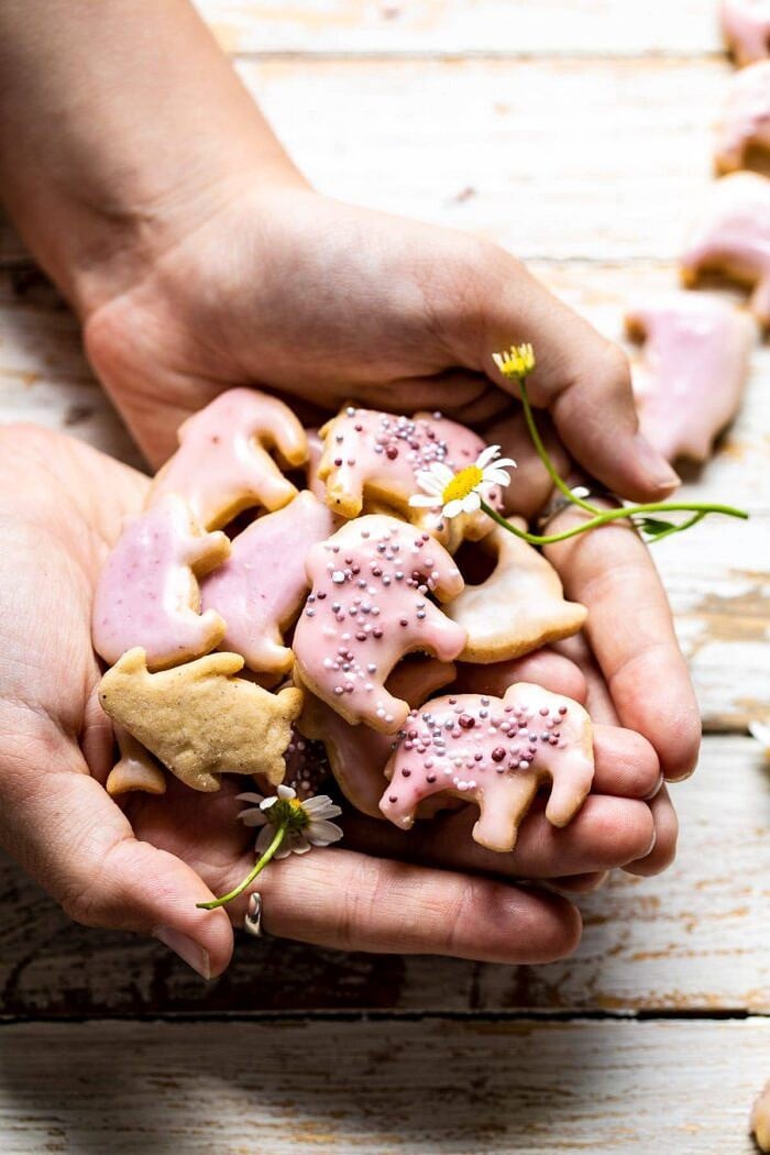Homemade Animal Crackers being held in 2 hands