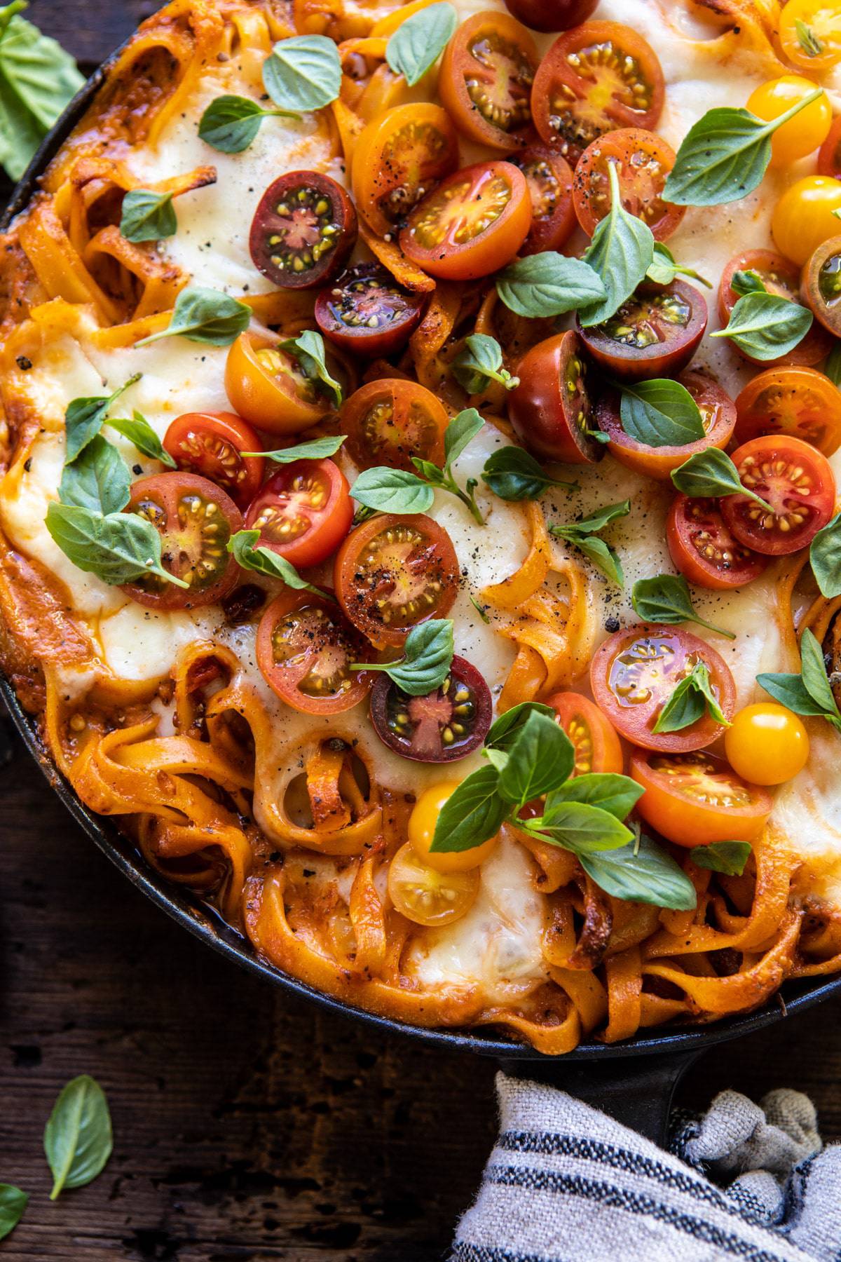 One Pot 30 Minute Creamy Tomato Basil Pasta Bake | halfbakedharvest.com #pasta #summerrecipes #onepot