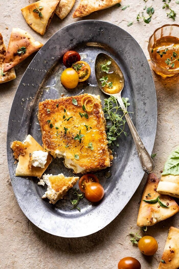 Pan-Fried Feta with Peppered Hone | halfbakedharvest.com #appetizers #easyrecipes #summerrecipes