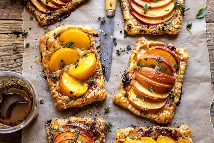 horizontal photo of Peach Thyme Tarts 